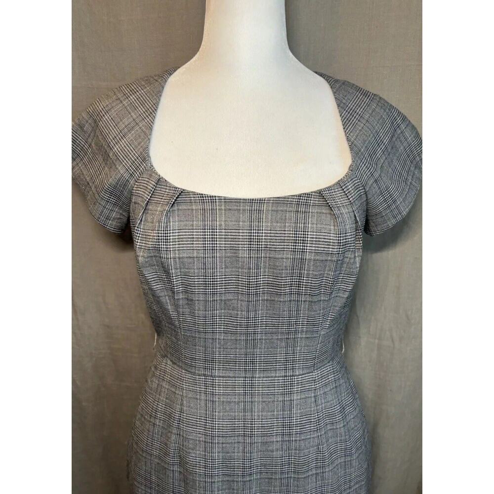 Banana Republic NWT Gray Plaid Square Neck Sheath Dress Size 0 Petite - Picture 3 of 16